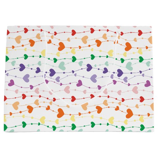 Hübsche Rainbow Hearts Pattern Kids Große Geschenktüte (Vorderseite)