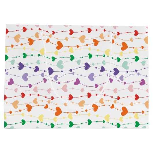 Hübsche Rainbow Hearts Pattern Kids Große Geschenktüte (Rückseite)
