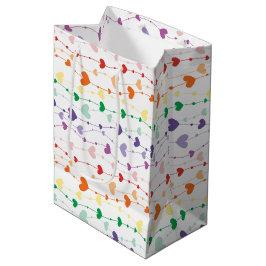 Hübsche Rainbow Hearts Pattern Kids Mittlere Geschenktüte