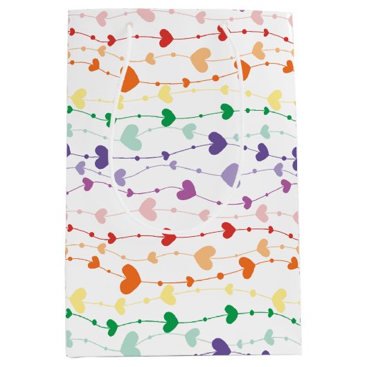 Hübsche Rainbow Hearts Pattern Kids Mittlere Geschenktüte (Vorderseite)