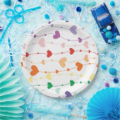Hübsche Rainbow Hearts Pattern Kids Pappteller (Party)