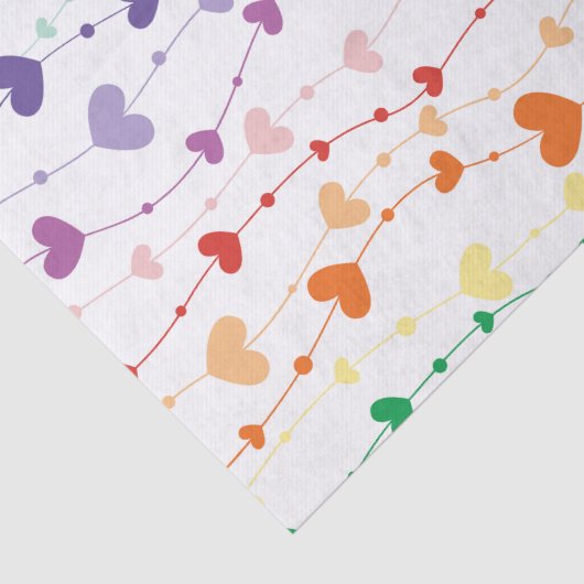 Hübsche Rainbow Hearts Pattern Kids Seidenpapier (Detail)