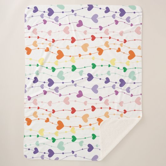 Hübsche Rainbow Hearts Pattern Kids Sherpadecke (Vorderseite)