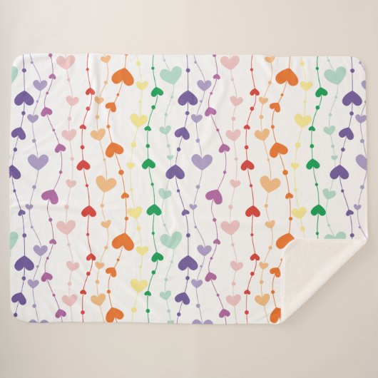 Hübsche Rainbow Hearts Pattern Kids Sherpadecke (Vorderseite (Horizontal))
