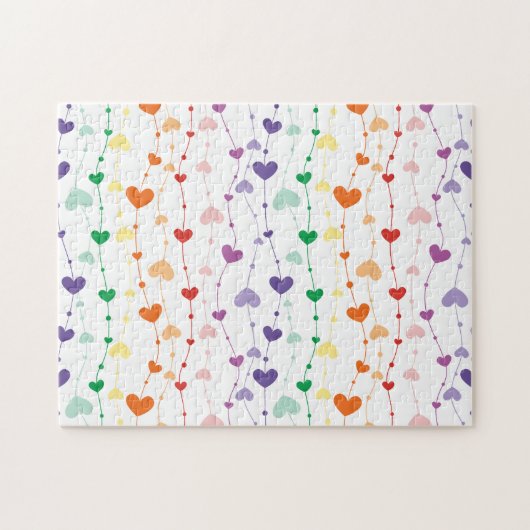 Hübsche Rainbow-Herz-Musterfamilie Puzzle (Horizontal)