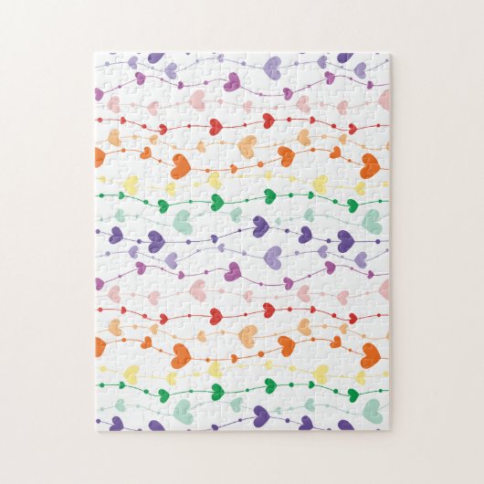 Hübsche Rainbow-Herz-Musterfamilie Puzzle (Vertikal)