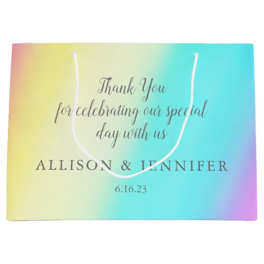 Hübsche Rainbow-Hochzeit Personalisiert Große Geschenktüte (Vorderseite)