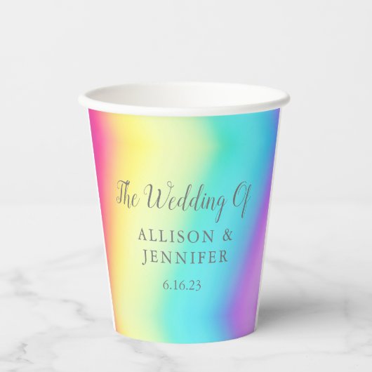 Hübsche Rainbow-Hochzeit Personalisiert Pappbecher (Vorderseite)