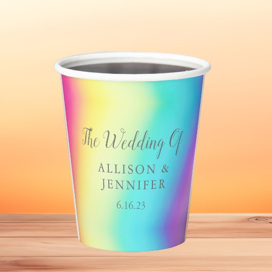 Hübsche Rainbow-Hochzeit Personalisiert Pappbecher
