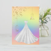 Hübsche Rainbow Pastel Birdcage Hochzeit Einladung (Stehend Vorderseite)