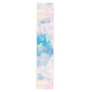 Hübsche Rainbow Pastel Clouds Ästhetische Gestal Mittelgroßer Tischläufer