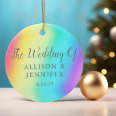 Hübsche Rainbow-Personalisierte LGBTQ-Hochzeit Keramik Ornament
