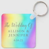 Hübsche Rainbow-Personalisierte LGBTQ-Hochzeit Schlüsselanhänger (Rückseite)