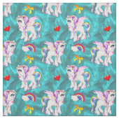 Hübsche Rainbow Unicorns auf Aqua Stoff (Muster)