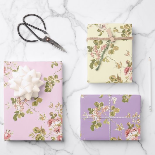 Hübsche rankende Rosen, Blumengarten Geschenkpapier Set (Vorderseite)