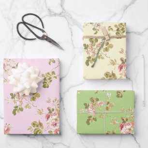 Hübsche rankende Rosen, Blumengarten Geschenkpapier Set