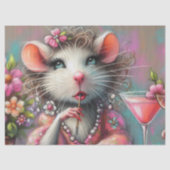 Hübsche Ratte Lady mit Martini-Decoupage Seidenpapier (Vorderseite)
