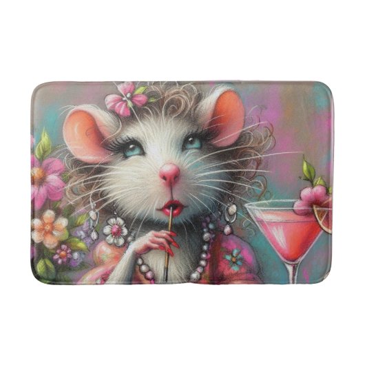 Hübsche Rattendame mit Martini-Beatmung Badematte (Vorderseite)