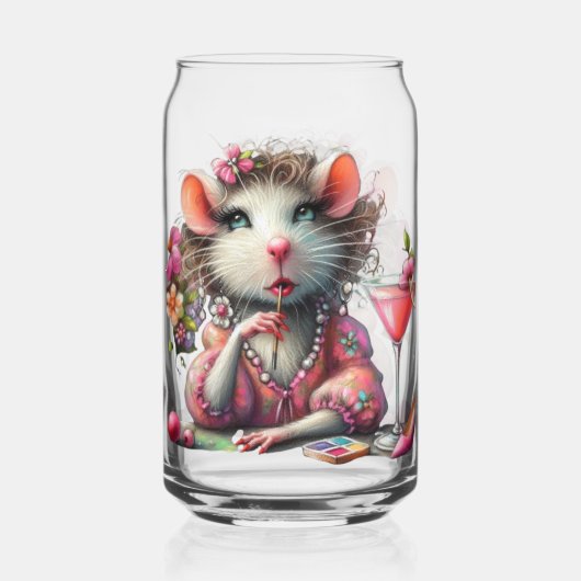 Hübsche Rattendame mit Martini-Beatmung Dosenglas (Rückseite)