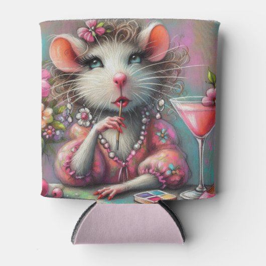 Hübsche Rattendame mit Martini-Beatmung Dosenkühler (Vorderseite)
