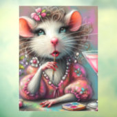 Hübsche Rattendame mit Martini-Beatmung Fensteraufkleber (Blatt 3)