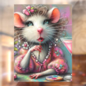 Hübsche Rattendame mit Martini-Beatmung Fensteraufkleber (Blatt 2)