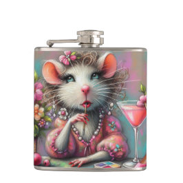 Hübsche Rattendame mit Martini-Beatmung Flachmann