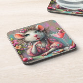 Hübsche Rattendame mit Martini-Beatmung Getränkeuntersetzer (Linke Seite)