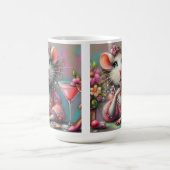 Hübsche Rattendame mit Martini-Beatmung Kaffeetasse (Mittel)