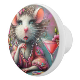 Hübsche Rattendame mit Martini-Beatmung Keramikknauf