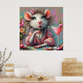 Hübsche Rattendame mit Martini-Beatmung Poster (Küche)
