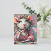 Hübsche Rattendame mit Martini-Beatmung Postkarte (Stehend Vorderseite)