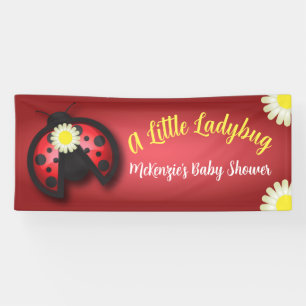 Hübsche Red and Black Ladybug Daisies Baby Dusche Banner