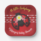 Hübsche Red and Black Ladybug Daisies Baby Dusche Pappteller (Vorderseite)