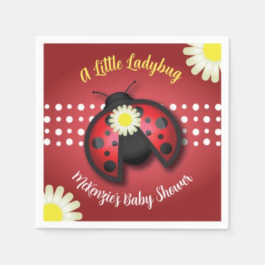 Hübsche Red and Black Ladybug Daisies Baby Dusche Serviette (Vorderseite)