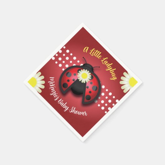 Hübsche Red and Black Ladybug Daisies Baby Dusche Serviette (Ecke)