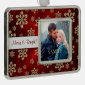 Hübsche Red Gold Snowflake Fotoplatte Rahmen-Ornament Silber (Rechts)