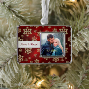 Hübsche Red Gold Snowflatter Vorlage Rahmen-Ornament Silber