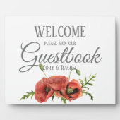 Hübsche Red Poppies Guestbook Tabletop Plaque Fotoplatte (Vorderseite)