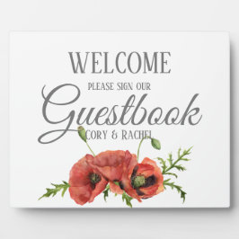 Hübsche Red Poppies Guestbook Tabletop Plaque Fotoplatte
