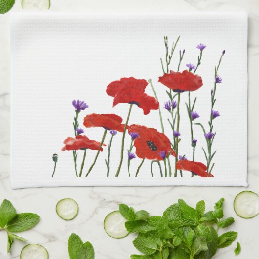 Hübsche Red Poppies Küchentücher (Gefaltet)