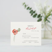 Hübsche Red Poppies Moderne Blumenhochzeit RSVP Ka (Stehend Vorderseite)