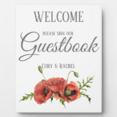 Hübsche Red Poppies Wedding Gästebuch Fotoplatte (Vorderseite)