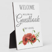 Hübsche Red Poppies Wedding Gästebuch Fotoplatte (Seite)
