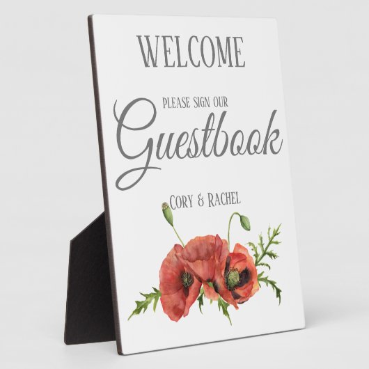 Hübsche Red Poppies Wedding Gästebuch Fotoplatte (Seite)