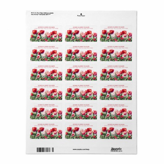 Hübsche Red Tulips Rücksendeadressen-Aufkleber Adressaufkleber (Vorne)