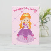 Hübsche Redhead Princess Girl Custom Geburtstag Karte (Stehend Vorderseite)