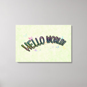Hübsche Regenbogen-hallo Welt Leinwanddruck