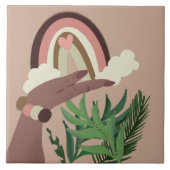 Hübsche Regenbogen Natur Weibliche Hände Fliese (Vorderseite)