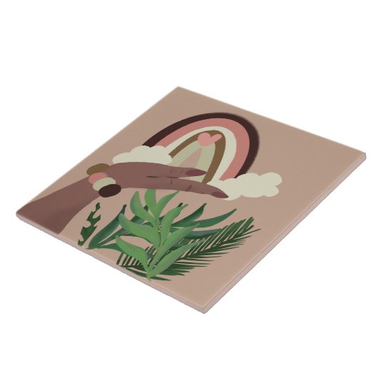 Hübsche Regenbogen Natur Weibliche Hände Fliese (Seite)